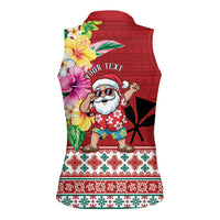 Santa Surf Mele Kalikimaka Personalized Women Sleeveless Polo Shirt Aloha Tropical Christmas Vibes LT9 - Polynesian Pride