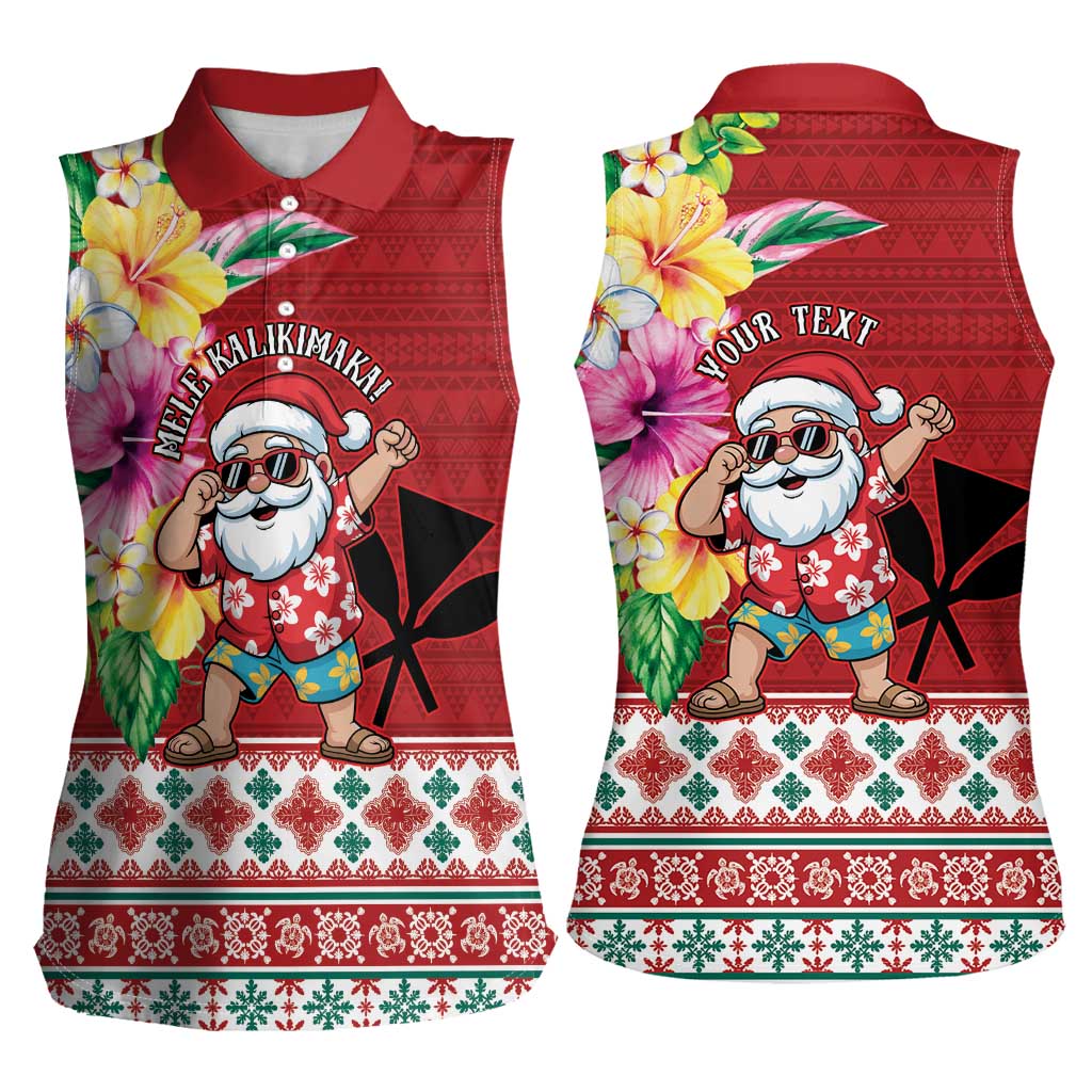 Santa Surf Mele Kalikimaka Personalized Women Sleeveless Polo Shirt Aloha Tropical Christmas Vibes LT9 - Polynesian Pride