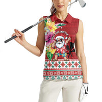 Santa Surf Mele Kalikimaka Personalized Women Sleeveless Polo Shirt Aloha Tropical Christmas Vibes LT9 - Polynesian Pride