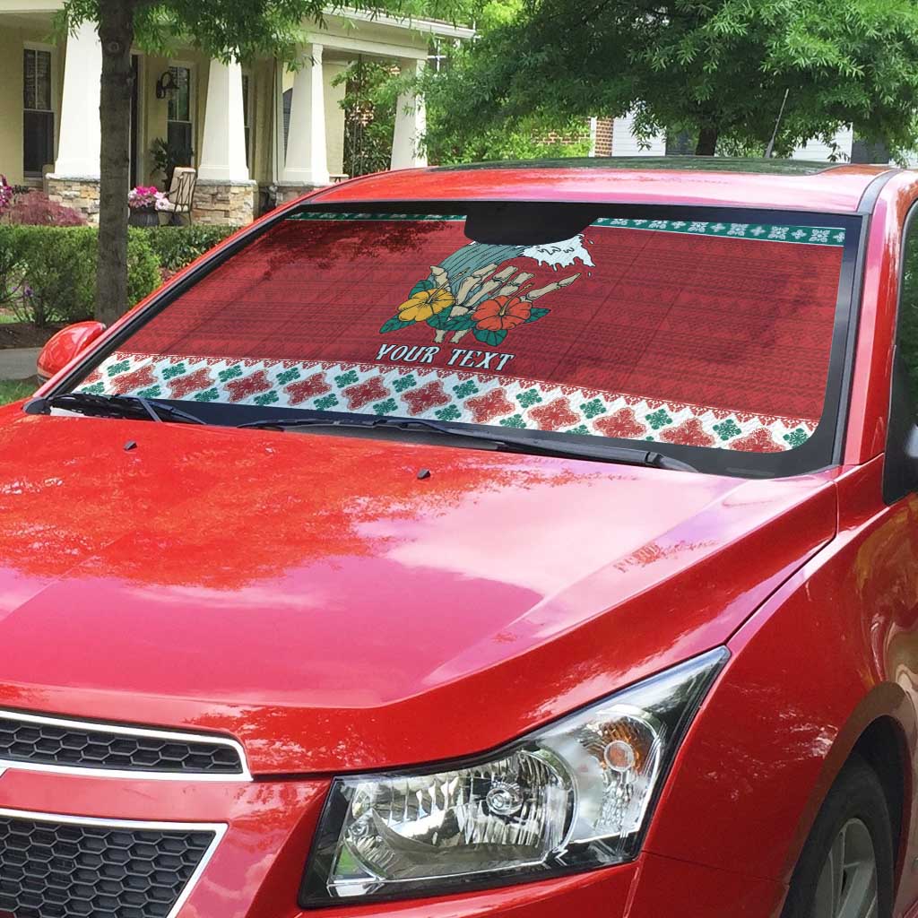 Shaka Sign Skull Mele Kalikimaka Personalized Auto Sun Shade Hawaiian Quilt Pattern - Polynesian Pride