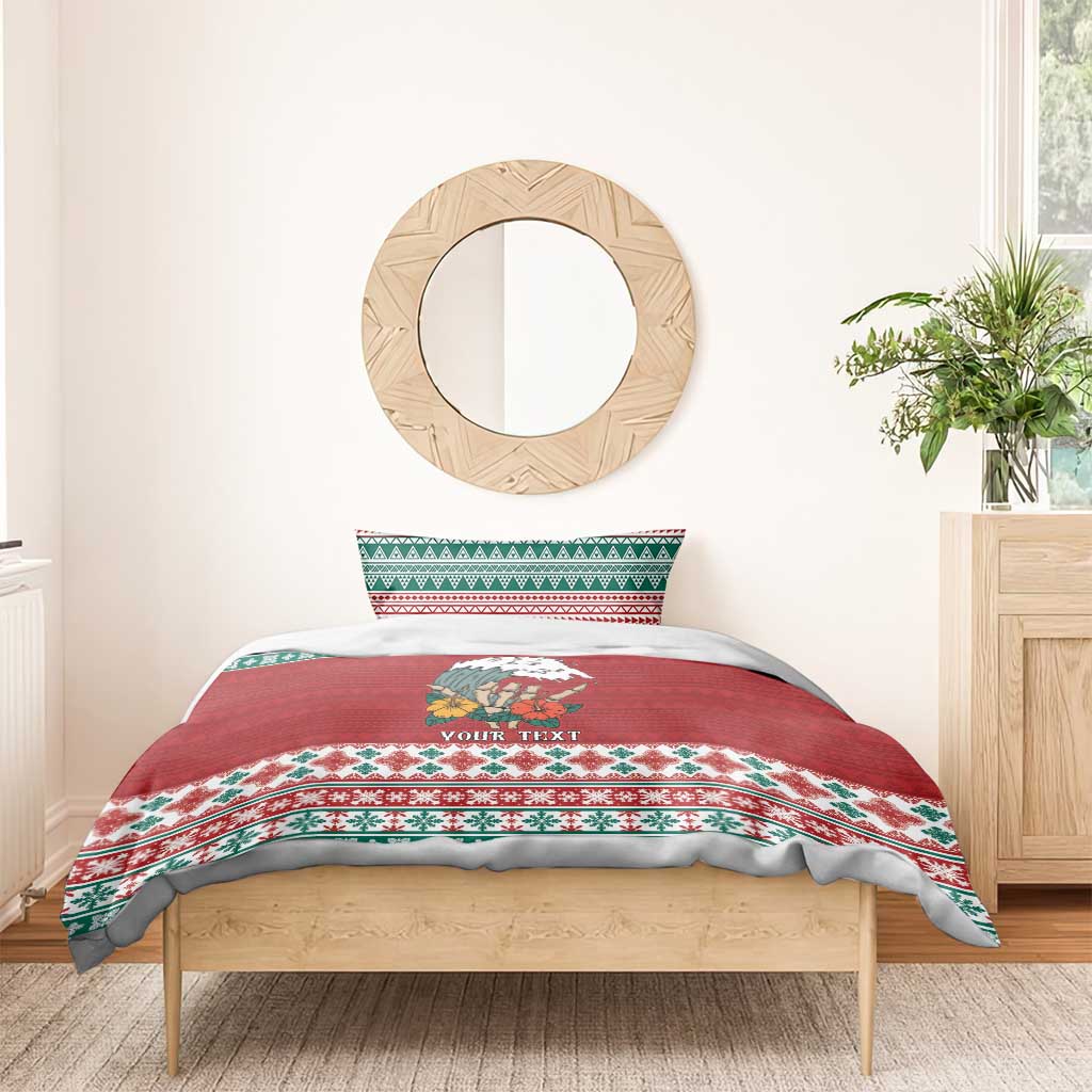 Shaka Sign Skull Mele Kalikimaka Personalized Bedding Set Hawaiian Quilt Pattern - Polynesian Pride