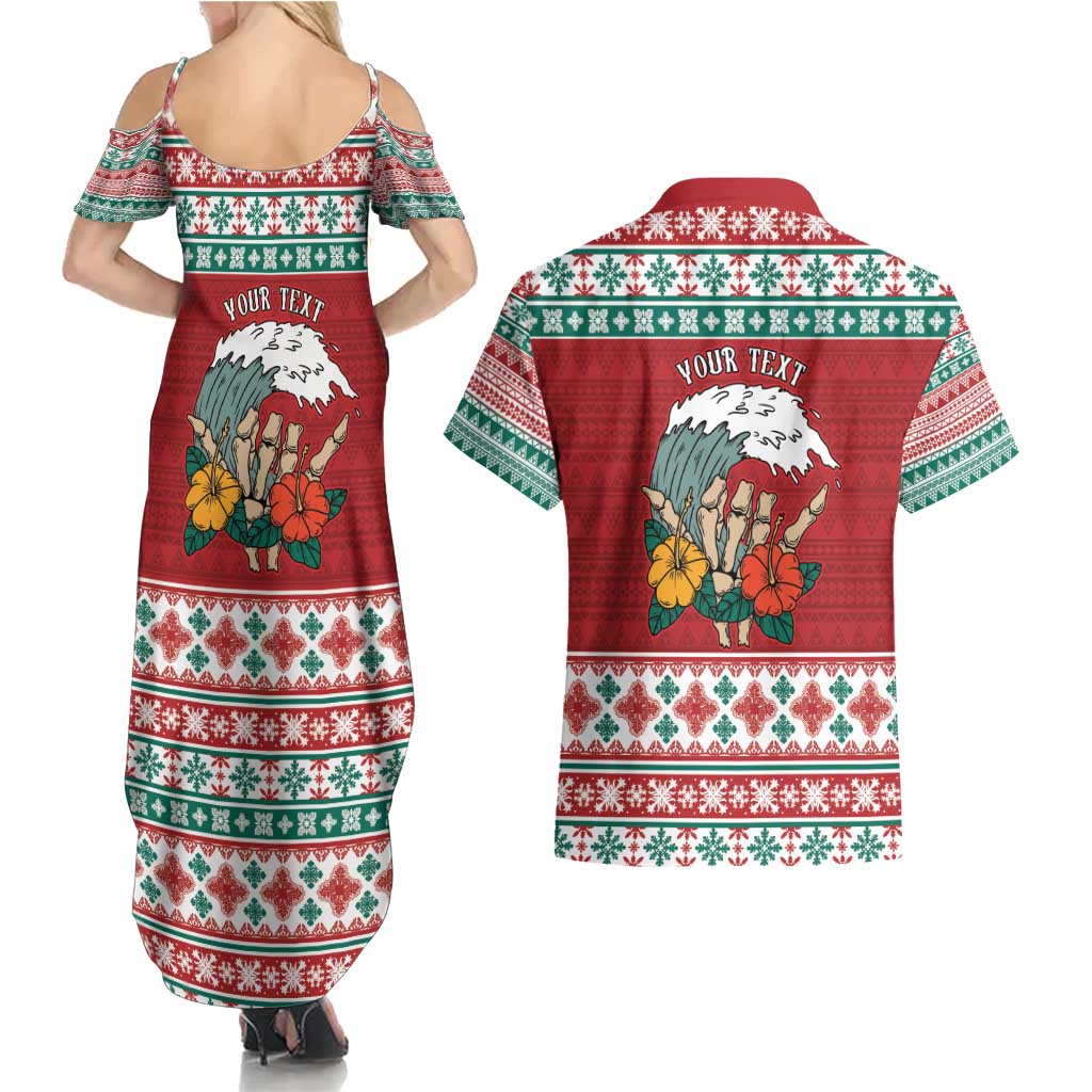 Shaka Sign Skull Mele Kalikimaka Personalized Couples Matching Summer Maxi Dress and Hawaiian Shirt Hawaiian Quilt Pattern - Polynesian Pride