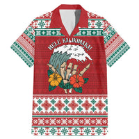 Shaka Sign Skull Mele Kalikimaka Personalized Family Matching Mermaid Dress and Hawaiian Shirt Hawaiian Quilt Pattern LT9 Dad's Shirt - Short Sleeve Red - Polynesian Pride