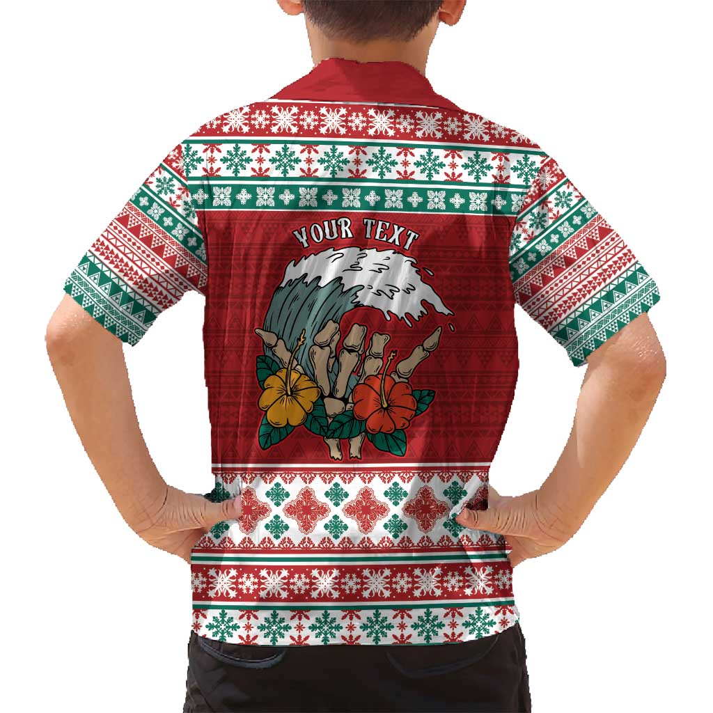 Shaka Sign Skull Mele Kalikimaka Personalized Family Matching Off Shoulder Maxi Dress and Hawaiian Shirt Hawaiian Quilt Pattern LT9 - Polynesian Pride