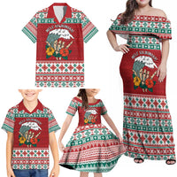 Shaka Sign Skull Mele Kalikimaka Personalized Family Matching Off Shoulder Maxi Dress and Hawaiian Shirt Hawaiian Quilt Pattern LT9 - Polynesian Pride