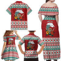 Shaka Sign Skull Mele Kalikimaka Personalized Family Matching Off Shoulder Maxi Dress and Hawaiian Shirt Hawaiian Quilt Pattern LT9 - Polynesian Pride
