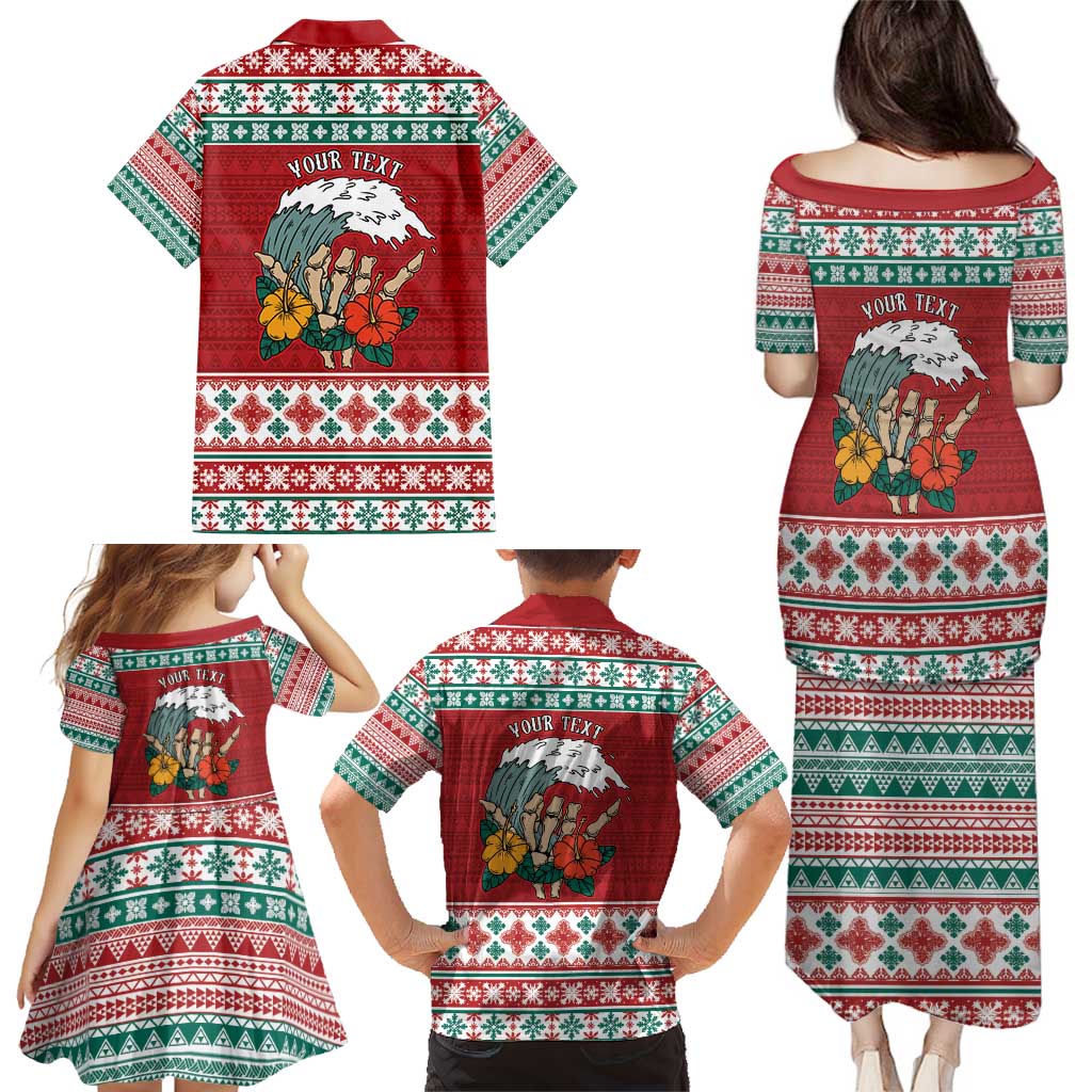 Shaka Sign Skull Mele Kalikimaka Personalized Family Matching Puletasi and Hawaiian Shirt Hawaiian Quilt Pattern LT9 - Polynesian Pride