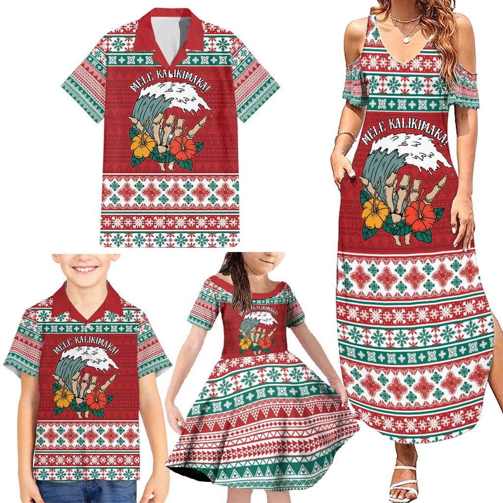 Shaka Sign Skull Mele Kalikimaka Personalized Family Matching Summer Maxi Dress and Hawaiian Shirt Hawaiian Quilt Pattern LT9 - Polynesian Pride