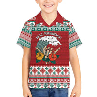 Shaka Sign Skull Mele Kalikimaka Personalized Family Matching Summer Maxi Dress and Hawaiian Shirt Hawaiian Quilt Pattern LT9 Son's Shirt Red - Polynesian Pride