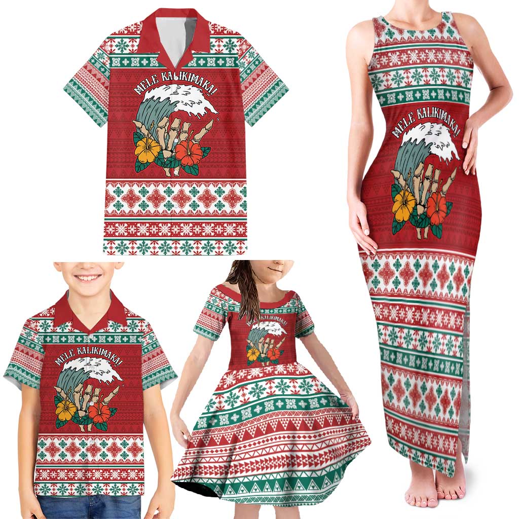 Shaka Sign Skull Mele Kalikimaka Personalized Family Matching Tank Maxi Dress and Hawaiian Shirt Hawaiian Quilt Pattern LT9 - Polynesian Pride