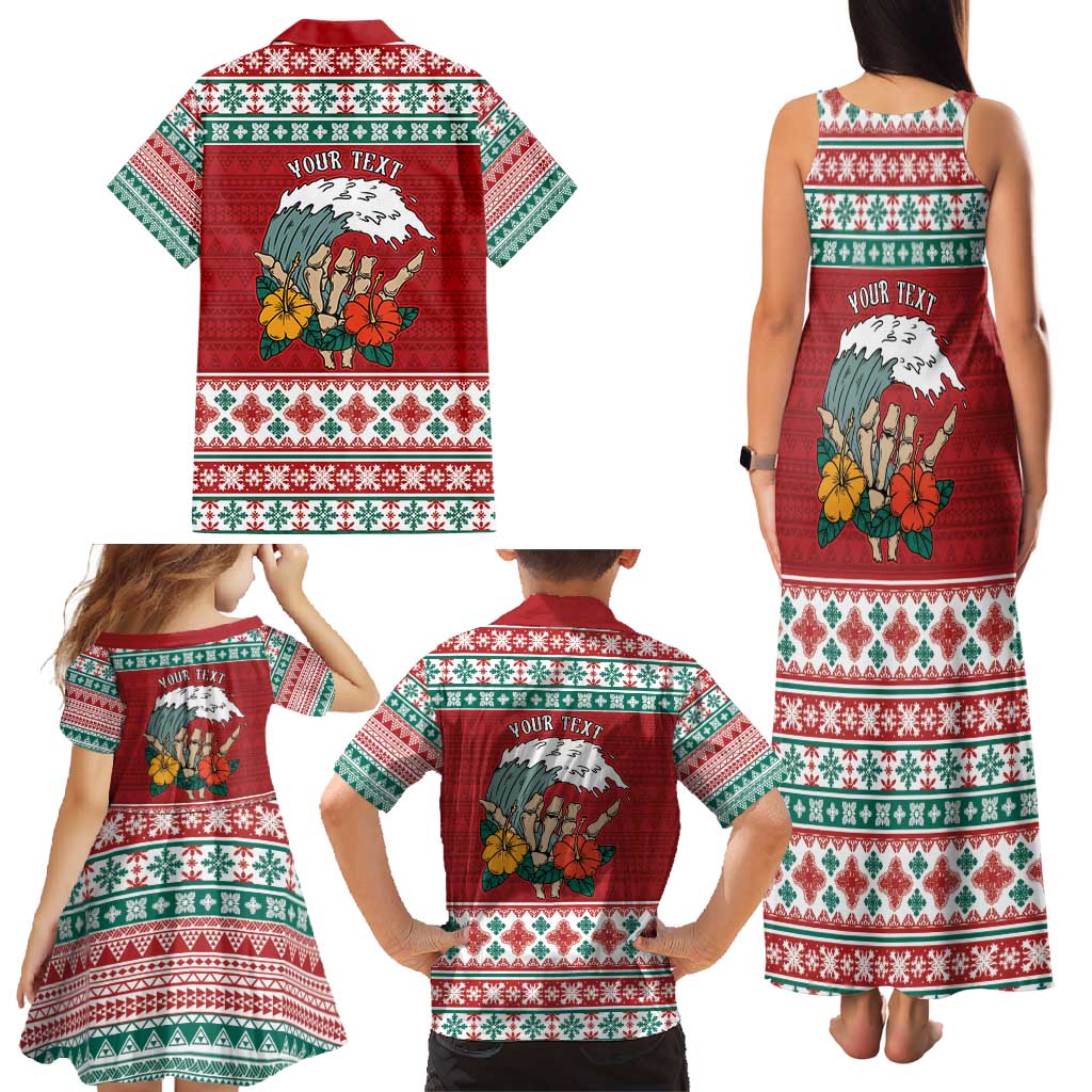 Shaka Sign Skull Mele Kalikimaka Personalized Family Matching Tank Maxi Dress and Hawaiian Shirt Hawaiian Quilt Pattern LT9 - Polynesian Pride