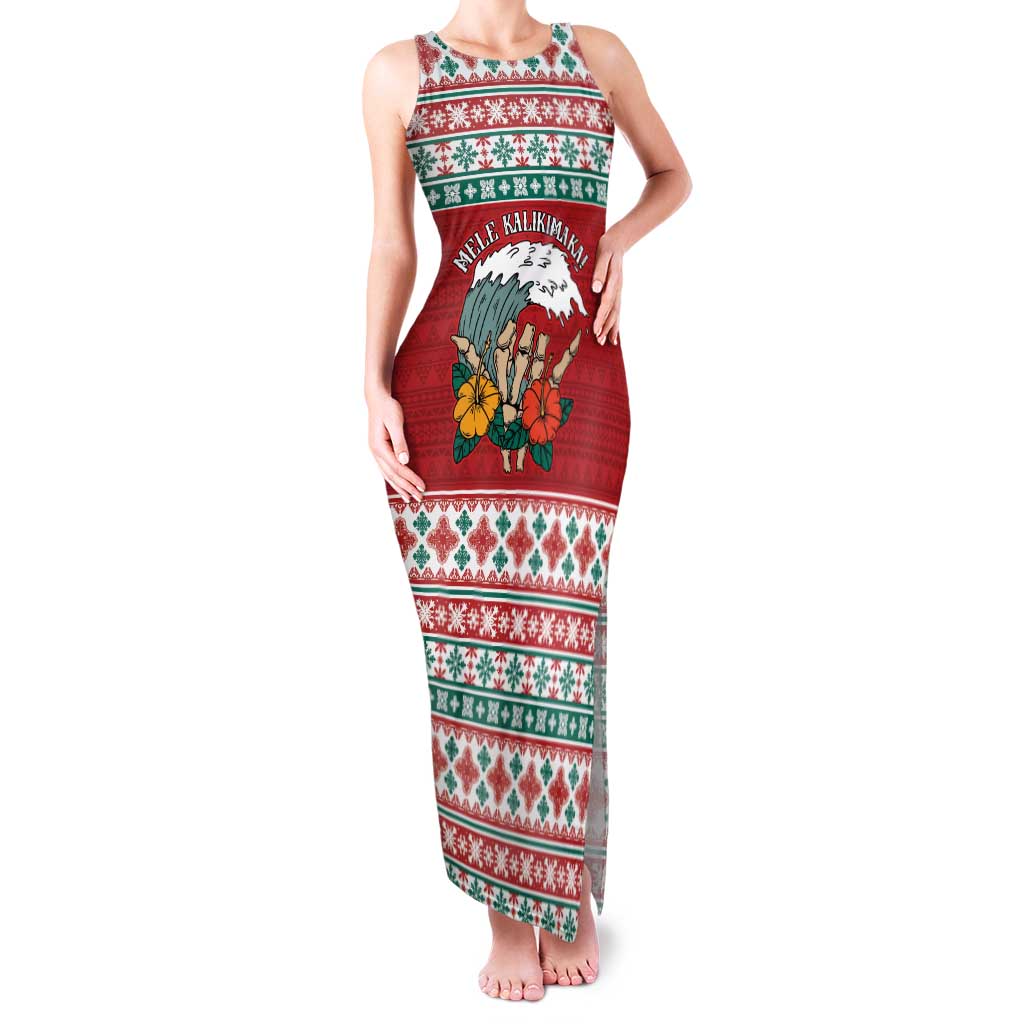 Shaka Sign Skull Mele Kalikimaka Personalized Family Matching Tank Maxi Dress and Hawaiian Shirt Hawaiian Quilt Pattern LT9 Mom's Dress Red - Polynesian Pride