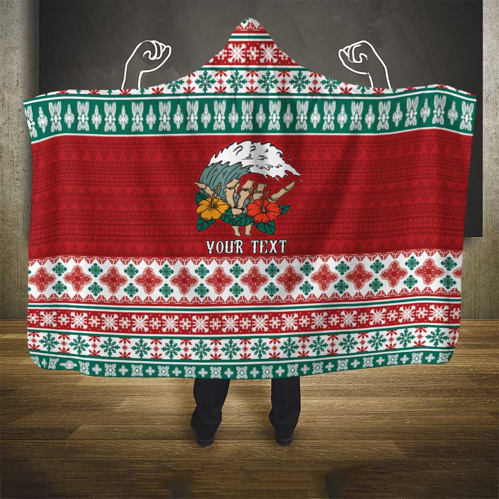 Shaka Sign Skull Mele Kalikimaka Personalized Hooded Blanket Hawaiian Quilt Pattern LT9 - Polynesian Pride