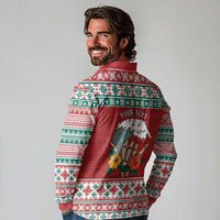 Shaka Sign Skull Mele Kalikimaka Personalized Long Sleeve Polo Shirt Hawaiian Quilt Pattern - Polynesian Pride
