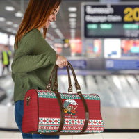 Shaka Sign Skull Mele Kalikimaka Personalized Travel Bag Hawaiian Quilt Pattern - Polynesian Pride