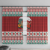 Shaka Sign Skull Mele Kalikimaka Personalized Window Curtain Hawaiian Quilt Pattern LT9 With Hooks Red - Polynesian Pride