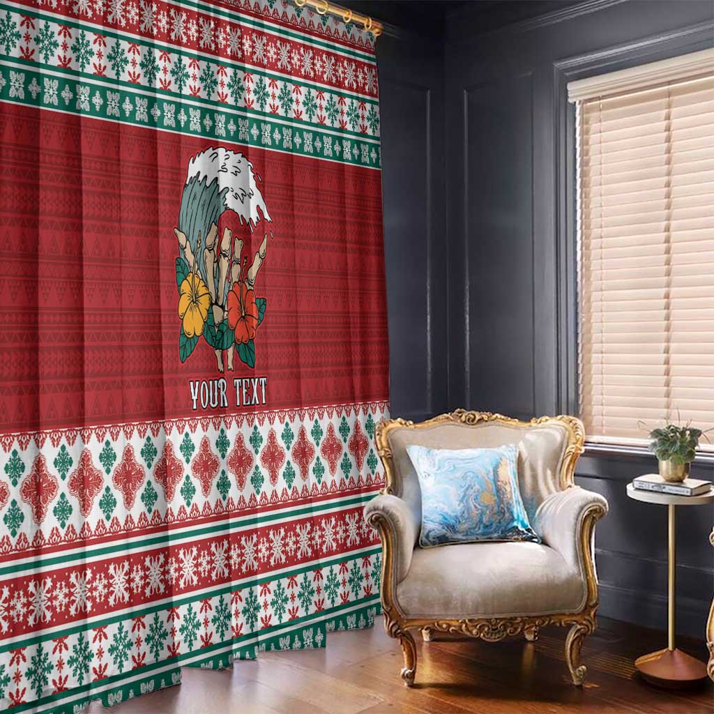 Shaka Sign Skull Mele Kalikimaka Personalized Window Curtain Hawaiian Quilt Pattern LT9 - Polynesian Pride