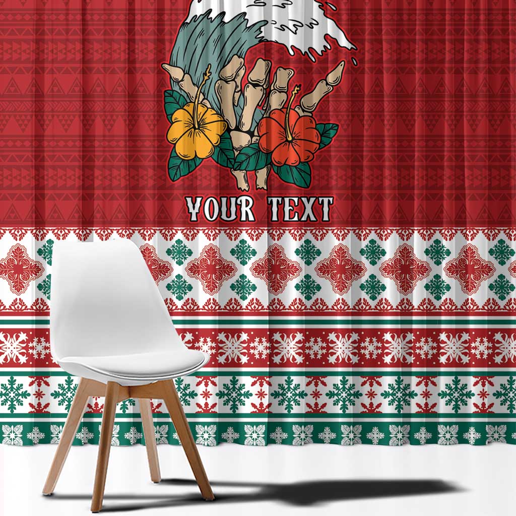 Shaka Sign Skull Mele Kalikimaka Personalized Window Curtain Hawaiian Quilt Pattern LT9 - Polynesian Pride