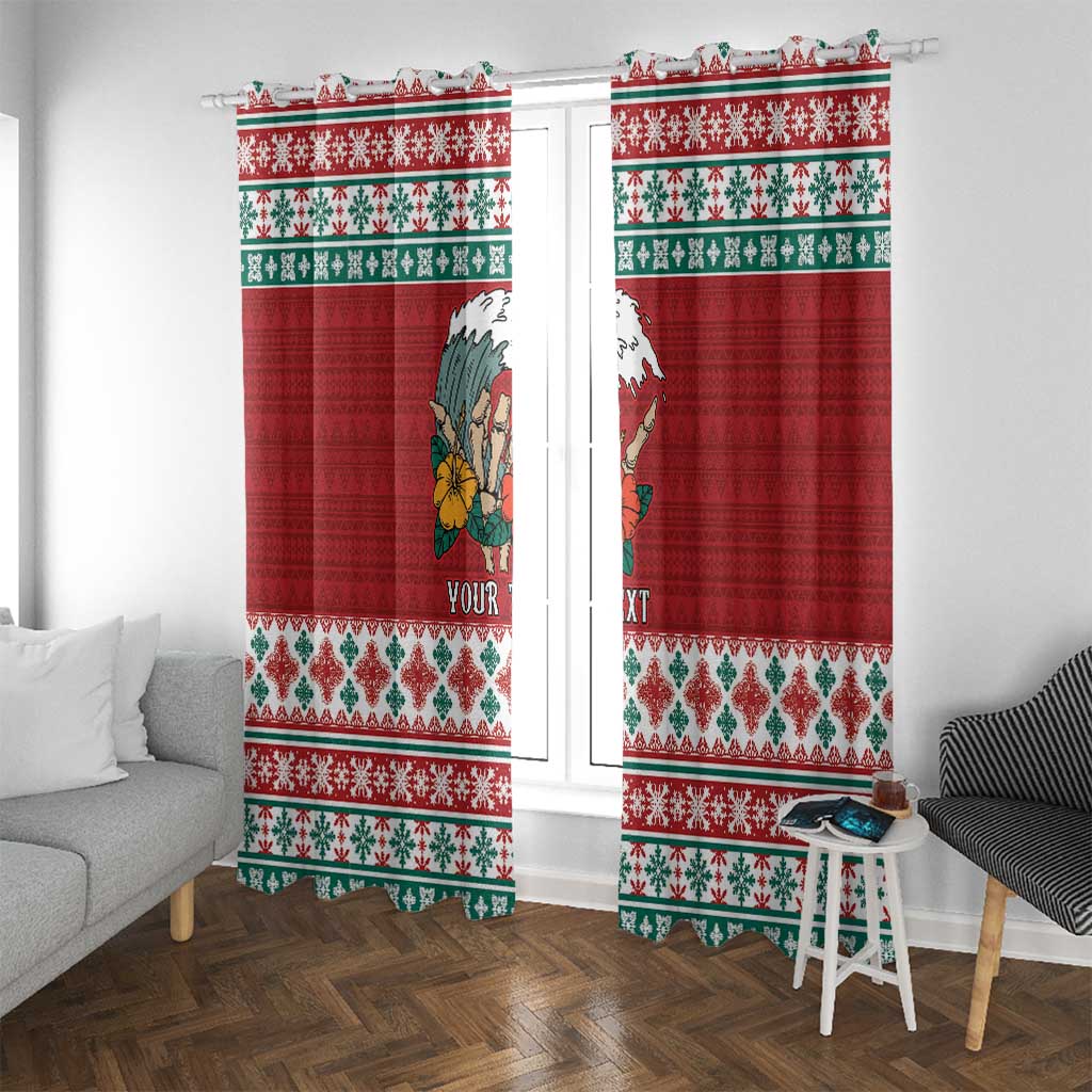 Shaka Sign Skull Mele Kalikimaka Personalized Window Curtain Hawaiian Quilt Pattern LT9 With Grommets Red - Polynesian Pride