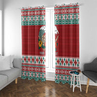 Shaka Sign Skull Mele Kalikimaka Personalized Window Curtain Hawaiian Quilt Pattern LT9 With Grommets Red - Polynesian Pride