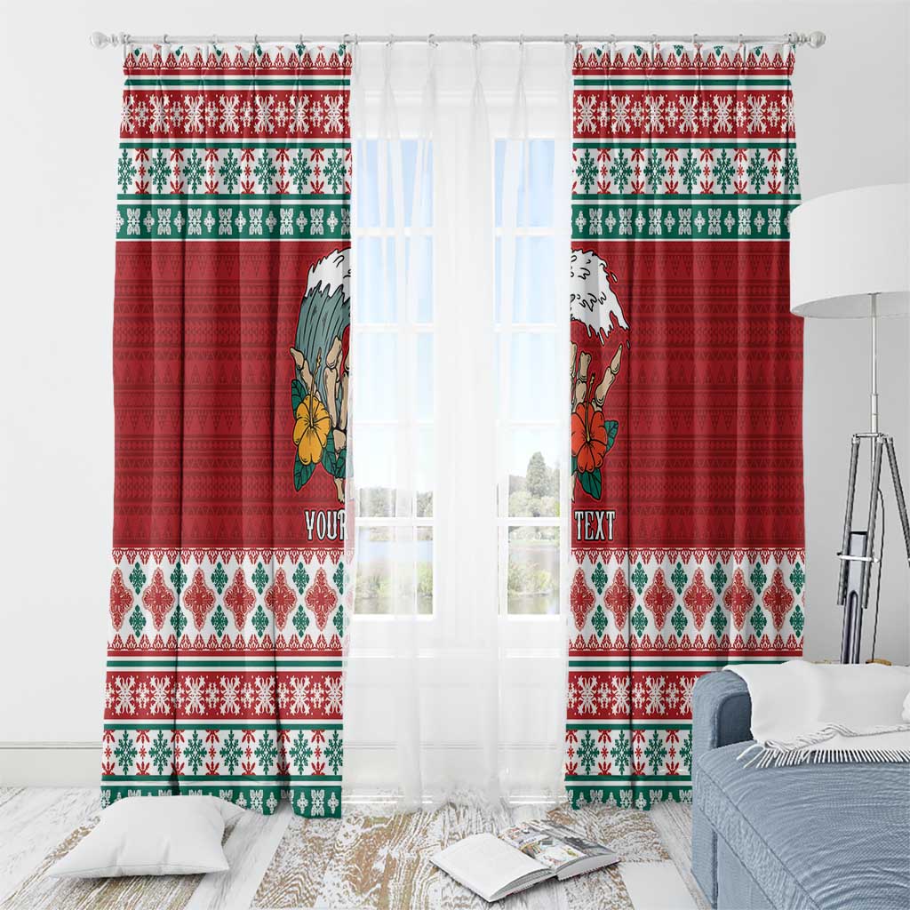 Shaka Sign Skull Mele Kalikimaka Personalized Window Curtain Hawaiian Quilt Pattern LT9 - Polynesian Pride