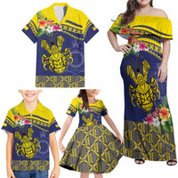 Niue Coconut Crab Family Matching Off Shoulder Maxi Dress and Hawaiian Shirt Rock of Polynesia LT9 - Polynesian Pride