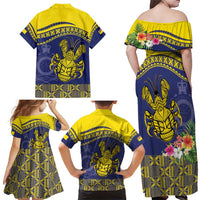 Niue Coconut Crab Family Matching Off Shoulder Maxi Dress and Hawaiian Shirt Rock of Polynesia LT9 - Polynesian Pride
