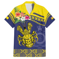 Niue Coconut Crab Family Matching Off Shoulder Maxi Dress and Hawaiian Shirt Rock of Polynesia LT9 Dad's Shirt - Short Sleeve Gold - Polynesian Pride