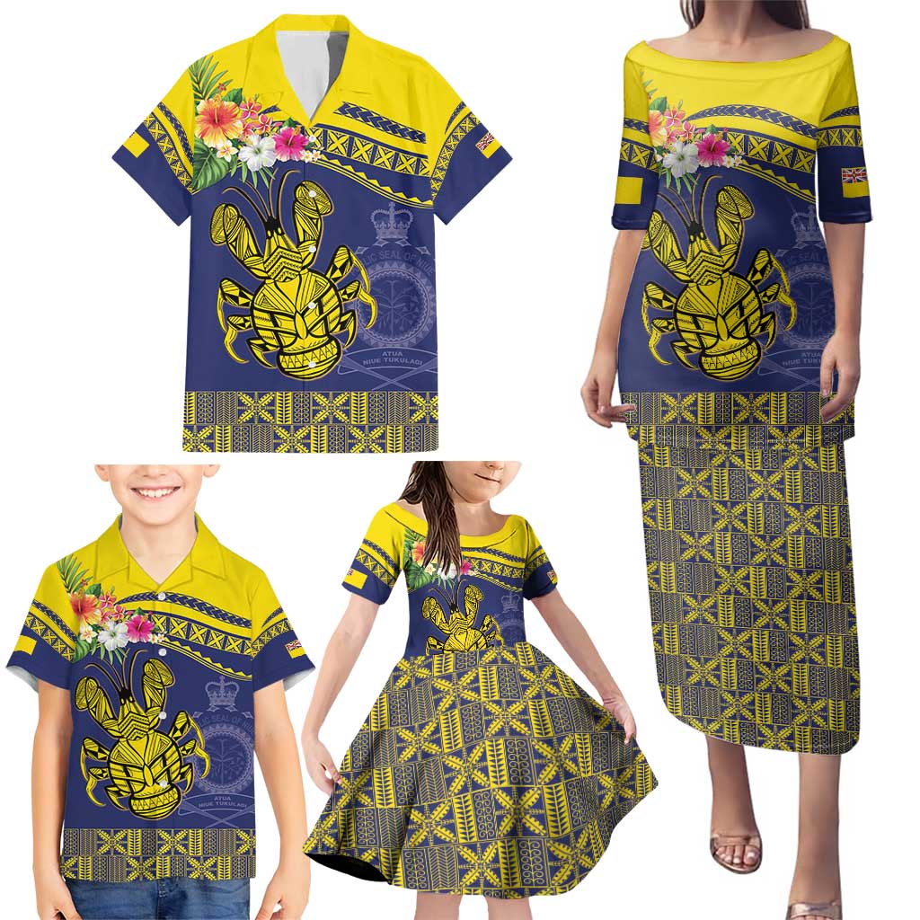 Niue Coconut Crab Family Matching Puletasi and Hawaiian Shirt Rock of Polynesia LT9 - Polynesian Pride