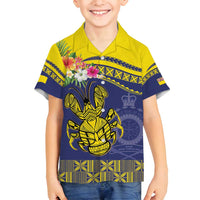 Niue Coconut Crab Family Matching Puletasi and Hawaiian Shirt Rock of Polynesia LT9 Son's Shirt Gold - Polynesian Pride