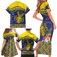 Niue Coconut Crab Family Matching Short Sleeve Bodycon Dress and Hawaiian Shirt Rock of Polynesia LT9 - Polynesian Pride