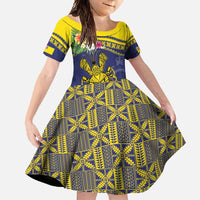 Niue Coconut Crab Family Matching Summer Maxi Dress and Hawaiian Shirt Rock of Polynesia LT9 Daughter's Dress Gold - Polynesian Pride