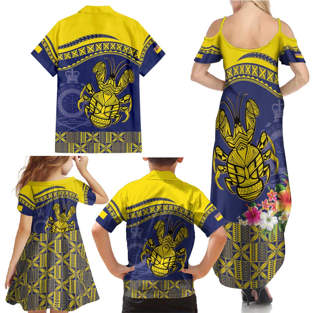 Niue Coconut Crab Family Matching Summer Maxi Dress and Hawaiian Shirt Rock of Polynesia LT9 - Polynesian Pride
