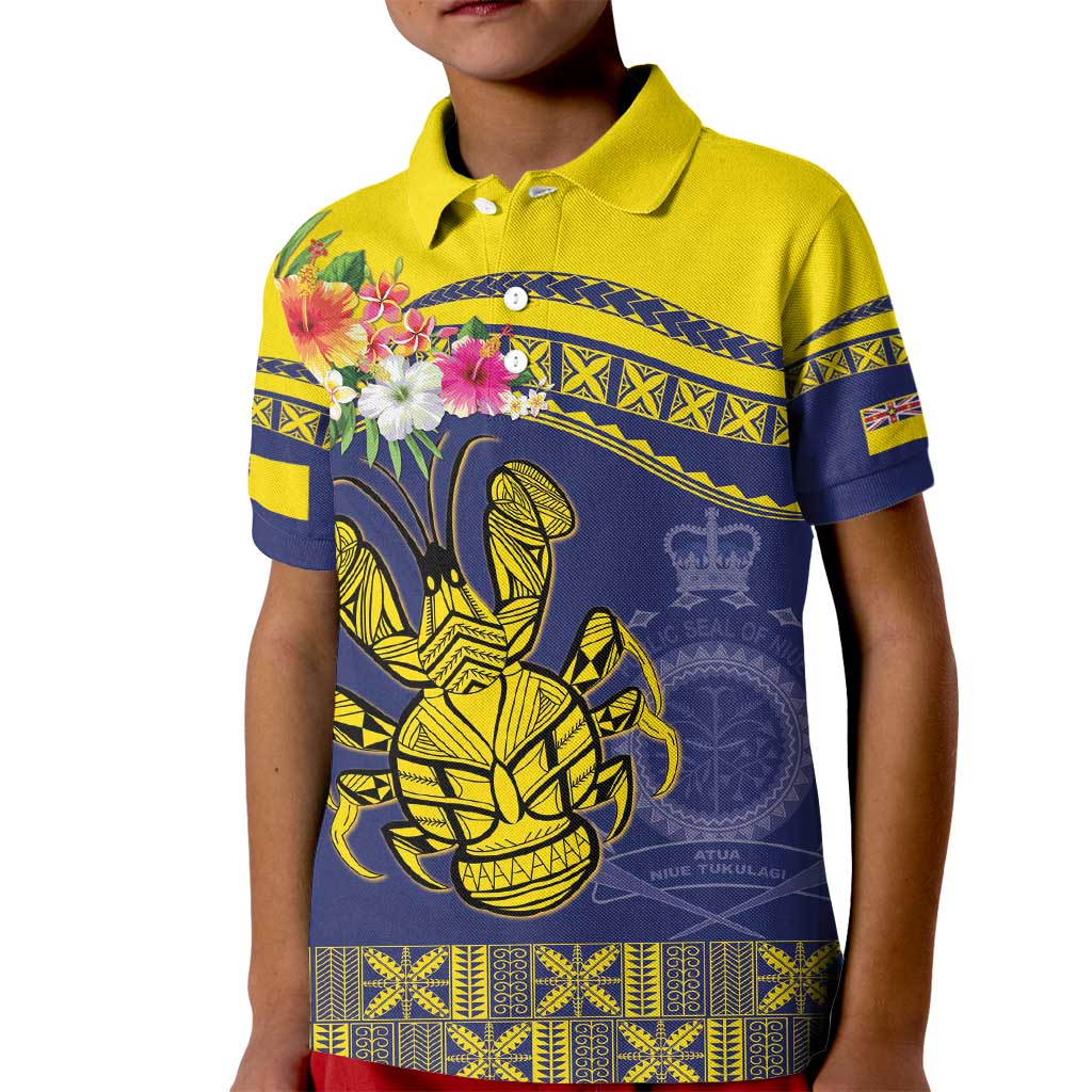 Niue Coconut Crab Kid Polo Shirt Rock of Polynesia LT9 Kid Gold - Polynesian Pride