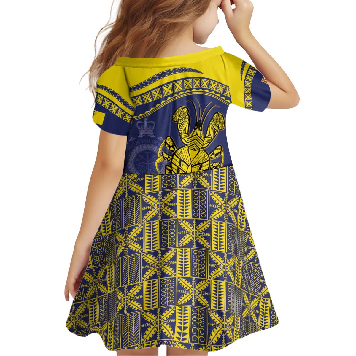 Niue Coconut Crab Kid Short Sleeve Dress Rock of Polynesia