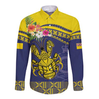 Niue Coconut Crab Long Sleeve Button Shirt Rock of Polynesia LT9 Unisex Gold - Polynesian Pride