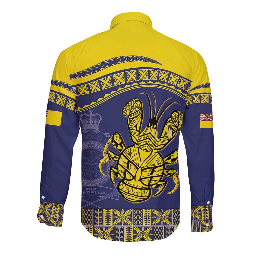 Niue Coconut Crab Long Sleeve Button Shirt Rock of Polynesia LT9 - Polynesian Pride