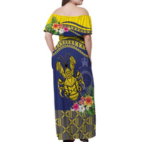 Niue Coconut Crab Off Shoulder Maxi Dress Rock of Polynesia LT9 - Polynesian Pride