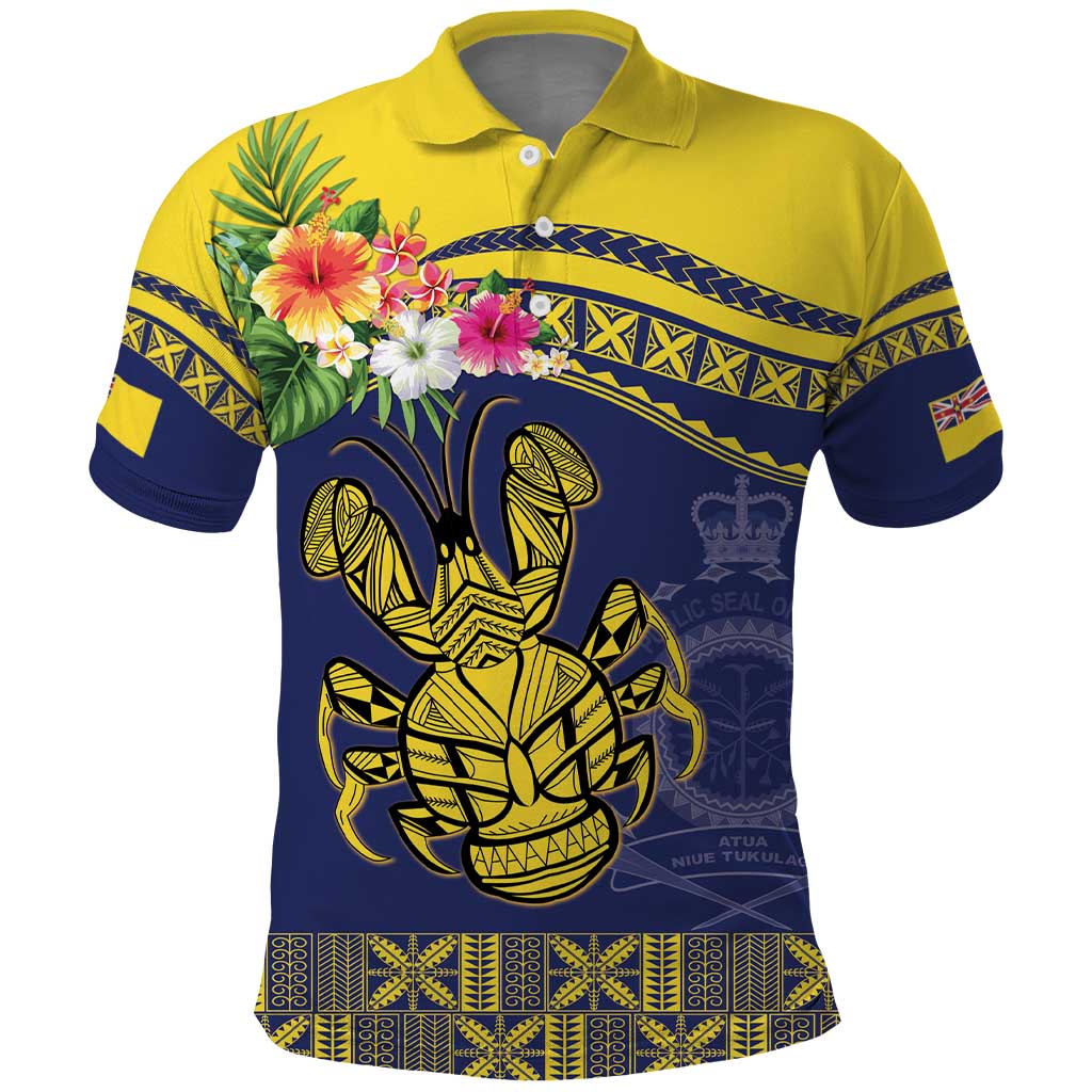 Niue Coconut Crab Polo Shirt Rock of Polynesia LT9 Gold - Polynesian Pride