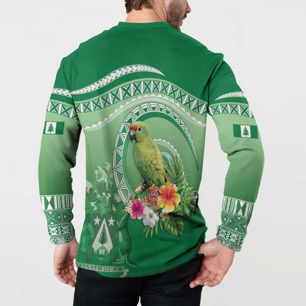 Norfolk Parakeet Tropical Button Sweatshirt Norfolk Island Tribal Pattern