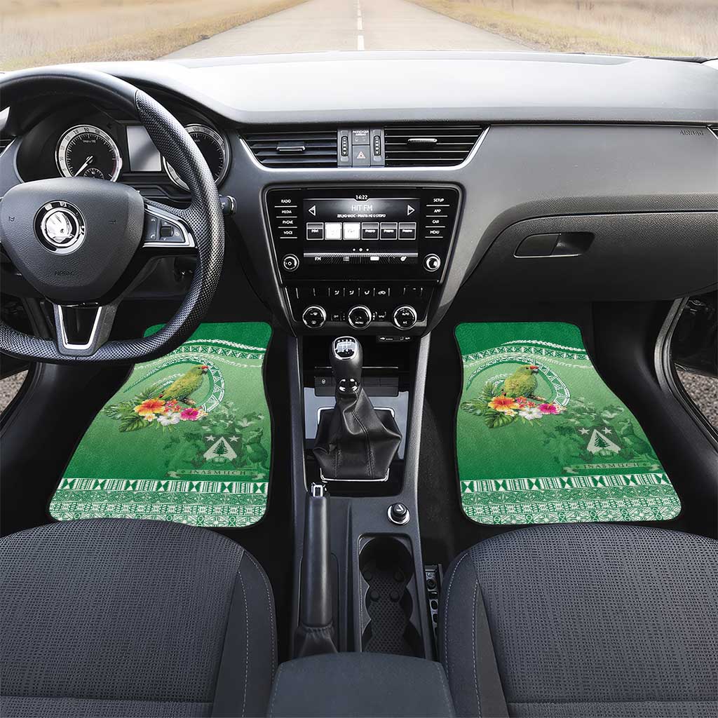 Norfolk Parakeet Tropical Car Mats Norfolk Island Tribal Pattern LT9 Set 2pcs - Front Green - Polynesian Pride