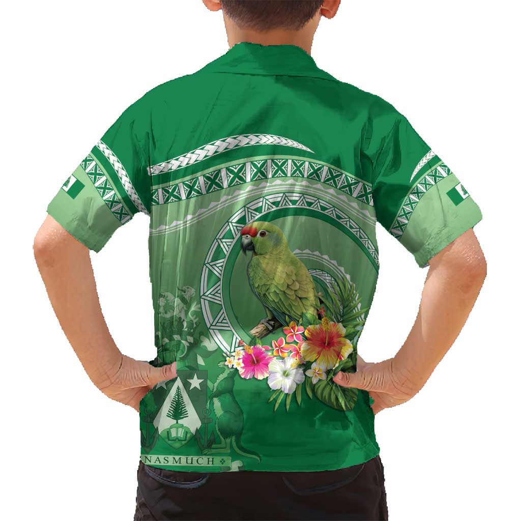 Norfolk Parakeet Tropical Family Matching Long Sleeve Bodycon Dress and Hawaiian Shirt Norfolk Island Tribal Pattern LT9 - Polynesian Pride