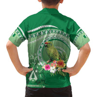 Norfolk Parakeet Tropical Family Matching Off Shoulder Maxi Dress and Hawaiian Shirt Norfolk Island Tribal Pattern LT9 - Polynesian Pride