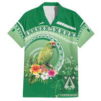 Norfolk Parakeet Tropical Family Matching Off Shoulder Maxi Dress and Hawaiian Shirt Norfolk Island Tribal Pattern LT9 Dad's Shirt - Short Sleeve Green - Polynesian Pride