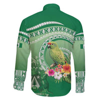Norfolk Parakeet Tropical Family Matching Off Shoulder Maxi Dress and Hawaiian Shirt Norfolk Island Tribal Pattern LT9 - Polynesian Pride
