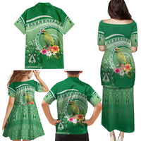 Norfolk Parakeet Tropical Family Matching Puletasi and Hawaiian Shirt Norfolk Island Tribal Pattern LT9 - Polynesian Pride
