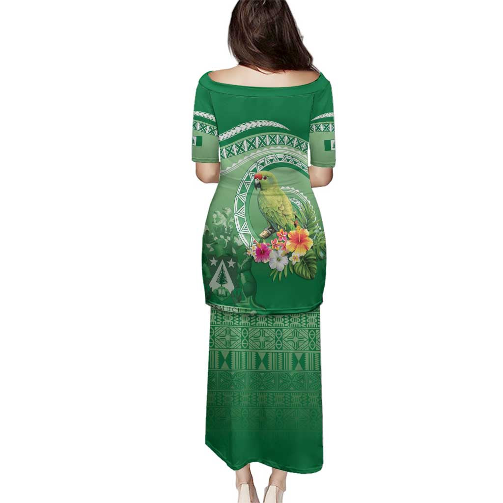 Norfolk Parakeet Tropical Family Matching Puletasi and Hawaiian Shirt Norfolk Island Tribal Pattern LT9 - Polynesian Pride