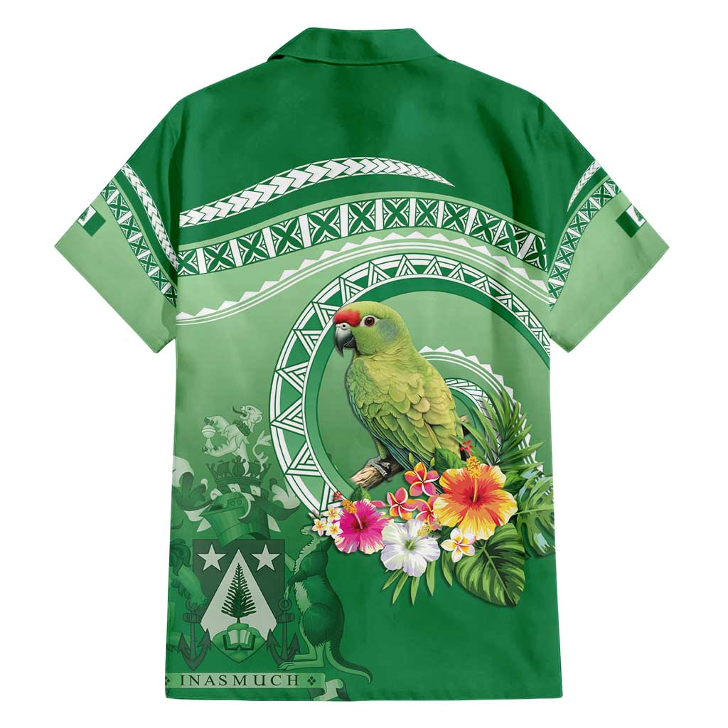 Norfolk Parakeet Tropical Family Matching Short Sleeve Bodycon Dress and Hawaiian Shirt Norfolk Island Tribal Pattern LT9 - Polynesian Pride