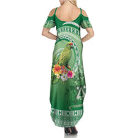 Norfolk Parakeet Tropical Family Matching Summer Maxi Dress and Hawaiian Shirt Norfolk Island Tribal Pattern LT9 - Polynesian Pride
