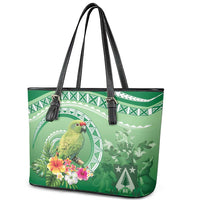 Norfolk Parakeet Tropical Leather Tote Bag Norfolk Island Tribal Pattern LT9 - Polynesian Pride